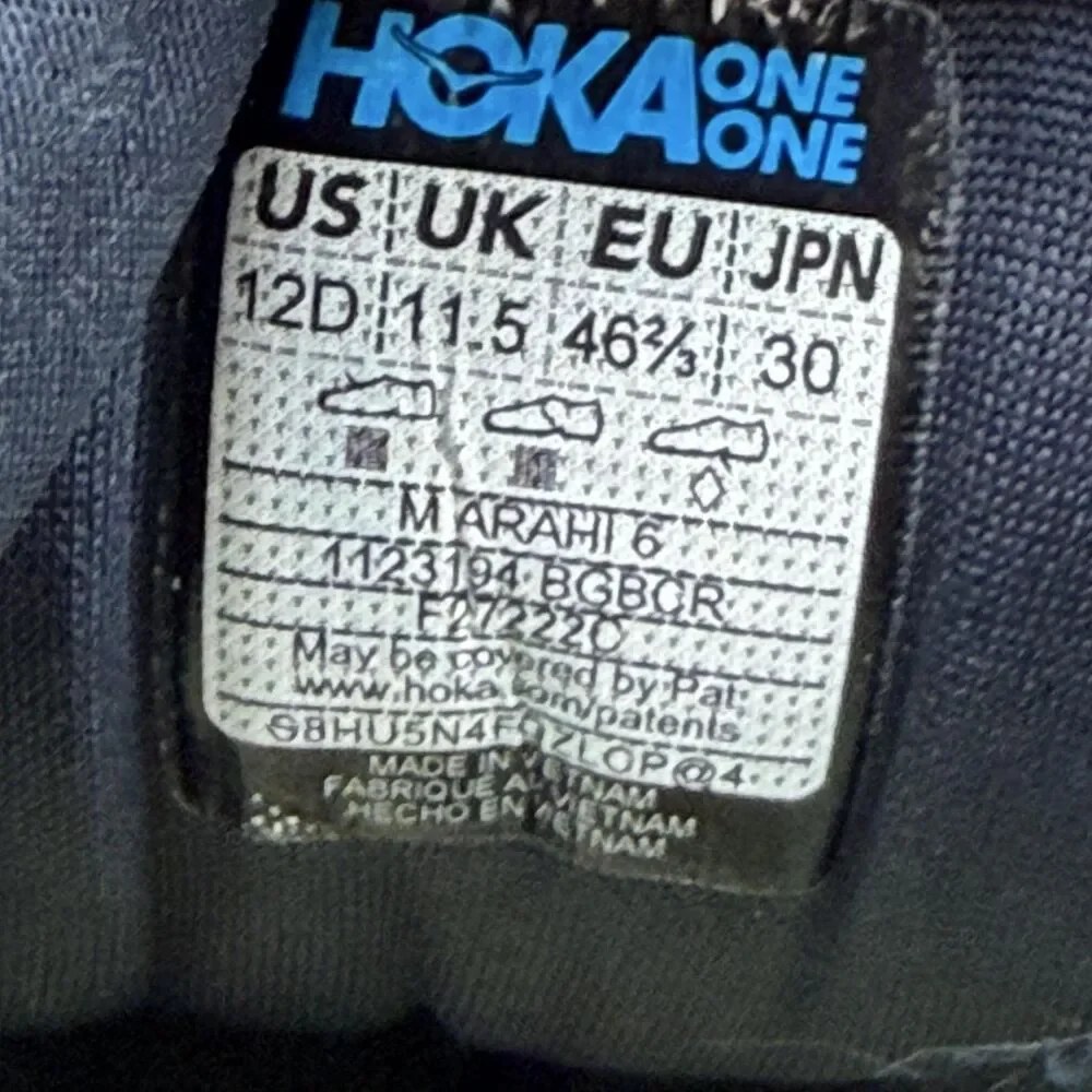 Hoka One One Arahi 6 Shoes Mens Size 12 D Blue Low Top Running Sneakers 1123194